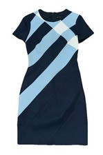 $380 Karen Millen Navy Blue Print Office Work Dress Size 6 Bodycon