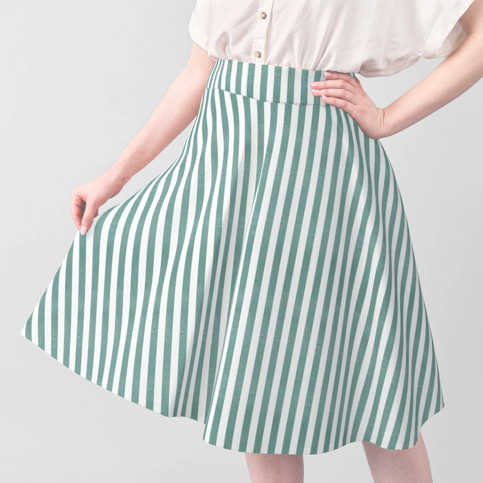 Tela de algodón estampada tradicional verde suave a rayas caramelo verde por yarda Foto 3 de 4