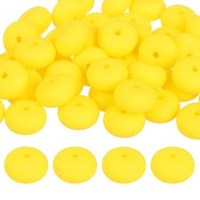 50Pcs 14mm Silicone Lentil Beads Loose Abacus Bead for DIY Bright Yellow