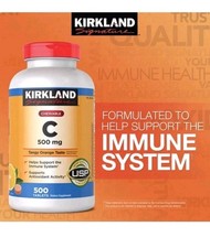 Kirkland Signature Vitamin C 500mg Chewable Tablets Tangy Orange 500 Count USP