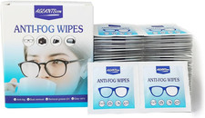 Anti-Fog Wipes for Glasses, 100 Pre-Moistened Lens Cleaners Ideal