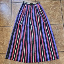 Vintage Colorful Stripe Skirt Maxi 60s 70s Pleated Carnival Circus Kooky