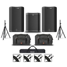 Harbinger VARI V4415 15" Pwerd Speakers Pack WVS18 Subwoofer,Stands,Bags,Cables
