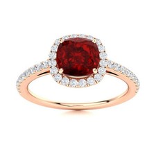 925 Silver January Natural Garnet Solitaire with Accents Ring Jewelry