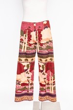 1970s Pants Nylon Print Nylon Knit Low Rise XS