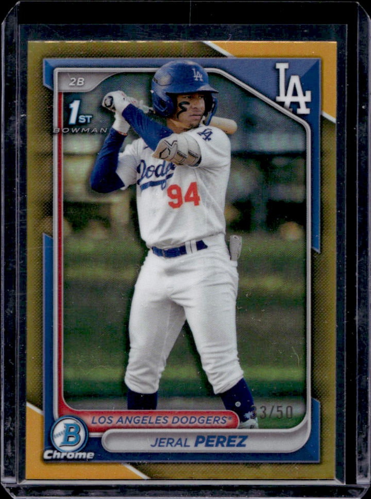 2024 Bowman Chrome Jeral Perez Gold Refractor 1st #33/50 Dodgers