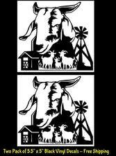 Goat Farm Two PK 5.5" Black Vinyl Decals Car Truck Window Bumper Door