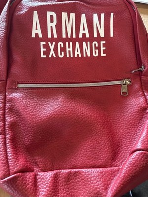 Armani Exchange Red Men's Backpack Adjustable Strap Pockets Designer
