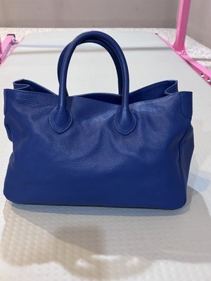 ELISABETTA SLOUCH LEATHER HANDBAG Cobalt Pebbled Leather