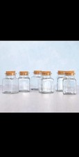 Juego de 12 tarros de almacenamiento de vidrio con forma artesanal cuadrada de 150 ml con corcho para niños