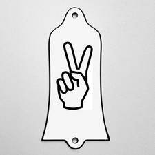 GUITAR TRUSS ROD COVER - Custom Engraved - Fit USA GIBSON - PEACE FINGERS White