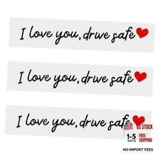 3 Pcs Black I Love You Drive Safe Car Mirror Stickers, Cute Heart Automotive