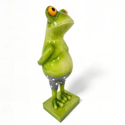 Frosch Dekofigur lustiger Badefrosch 30 cm grün Gartenfigur Frosch Pooldeko - Bild 1 von 3