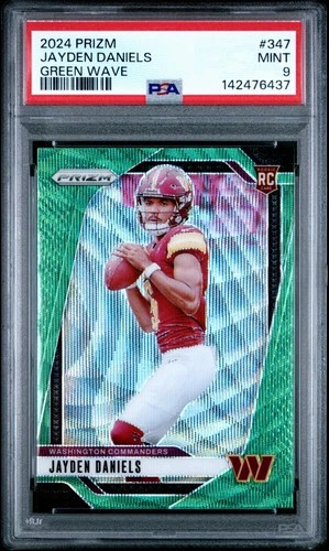 2024 Panini Prizm - Rookies Jayden Daniels #347 Green Wave Prizm (RC) PSA 9