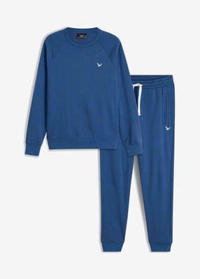 2-tlg Set Jogginganzug Regular Fit Gr. 48/50 M Hellindigo Herren Sport-Anzug Neu