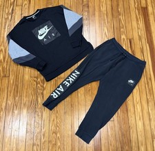 Nike Air Sportswear Fleece Black Sweatshirt  Joggers Set Size XL Sweatsuit