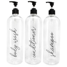 Shower Pump Bottles Set of 3 32oz Dispensers for Shampoo Conditioner and Body