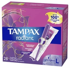 Tampax Radiant LIGHT Unscented Tampons 28ct