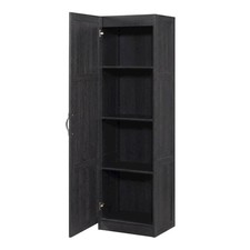 Black Oak Finish Storage Cabinet With Transitional Style, Rectangular Design