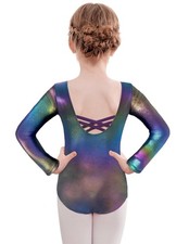 Long Sleeve Team Basic Leotards for Girls Gymnastic Leotards Crisscross Back ...