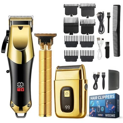LCD Men Professional Trimmer Hair Clippers Cutting Beard Cordless Barber Shaver