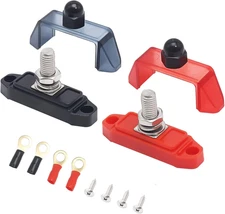 S1P-38 Busbar Single 3/8” Studs Power Distribution Block with Ring Terminals Bus