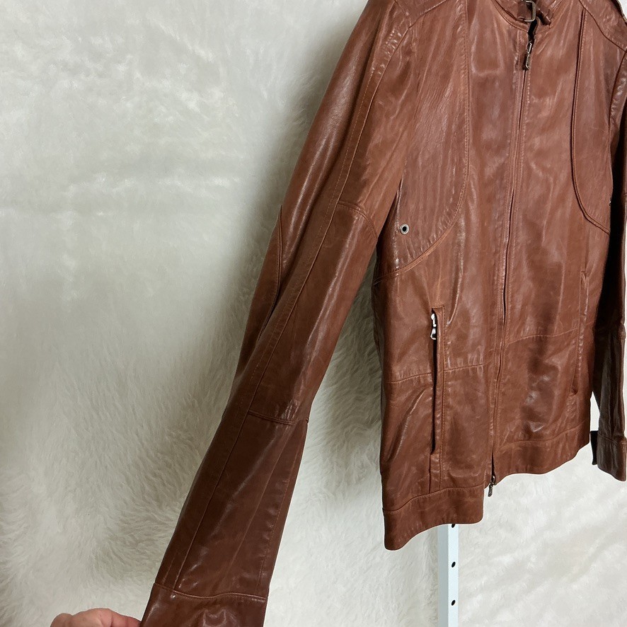 Boss Hugo Boss Vintage 90s Brown Italian Calf Nappa Leather Jacket