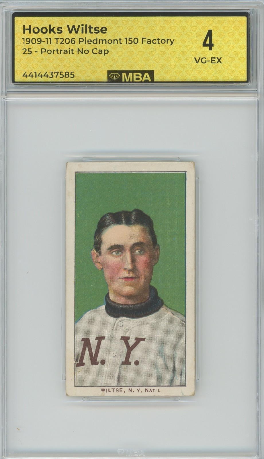 1909-11 T206 HOOKS WILTSE NEW YORK 150 PIEDMONT MBA 4
