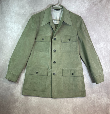 VINTAGE Neiman Marcus Halston Field Jacket Mens 40 Suede Green Chore Coat 70s