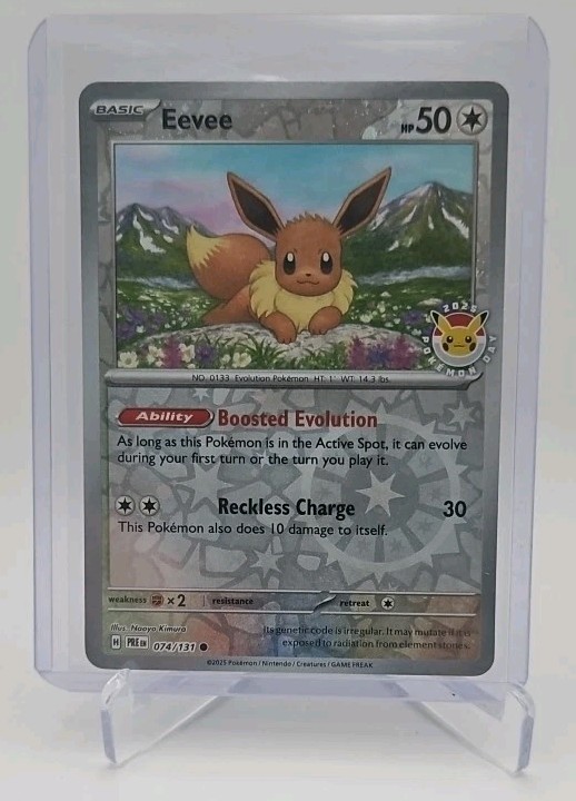 Pokemon Prizmatic Evolutions Eevee 2025 Pokemon Day Promo 74/131 Reverse Holo