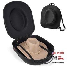 Hat Box for Travel - Crush Proof Cowboy Hat Holder Storage, Hard Black Black