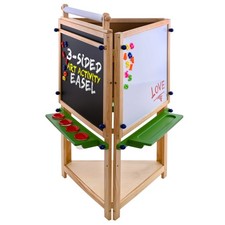Children's 3-Sided Art Activity Easel Chalkboard Dry Erase Board Paper Kid Paint