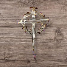 3 Nail Christian Cross, Heat Treated Stainless Steel Metal Wall Art