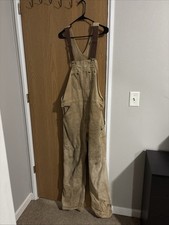Vintage Carhartt Bib Overalls Mens 40x30 Brown Double Knee Insulated Stained
