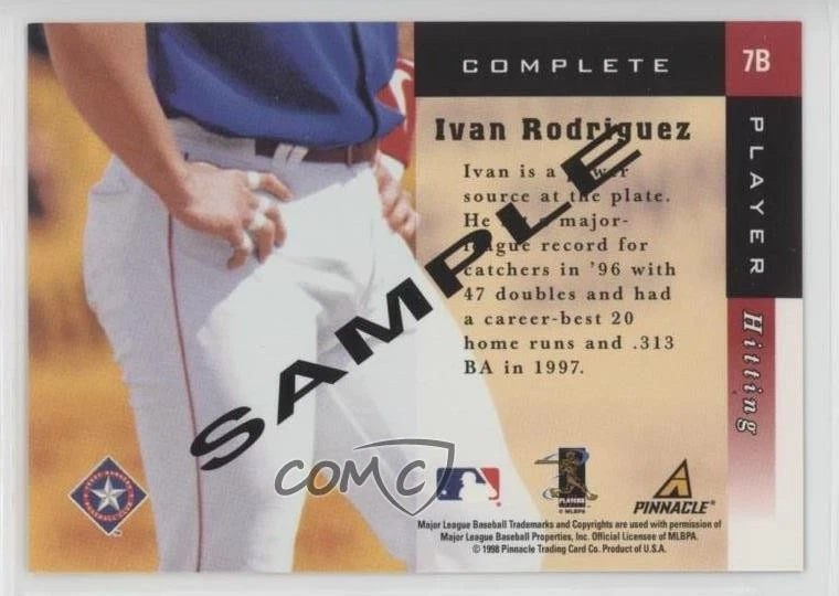 1998 Score Rookie Traded Complete Players Sample Ivan Rodriguez #7B HOF - Image 2 of 2