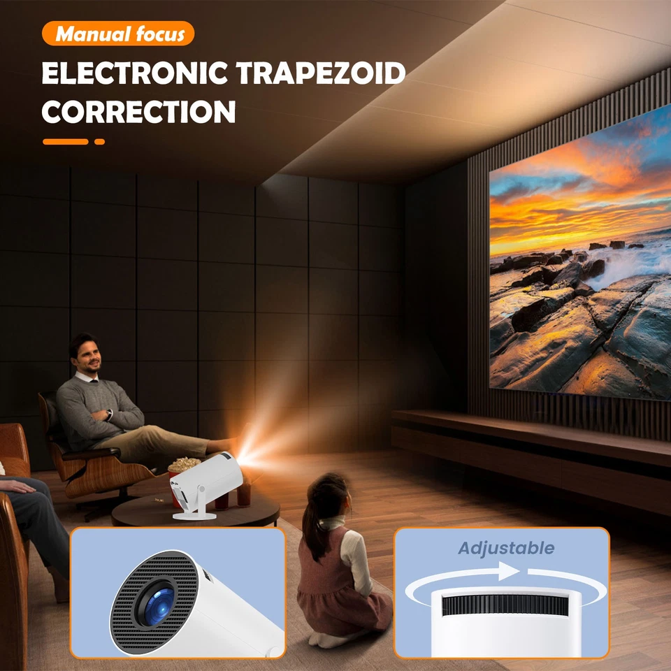 4K Mini Projector 10000 Lumen LED 1080P WiFi Bluetooth UHD Portable Home Theater - Image 4 of 4