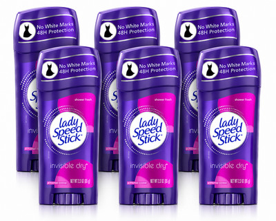 6 Pack - Lady Speed Stick Invisible Dry Shower Antiperspirant Deodorant 2.3oz