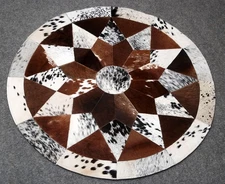 Cowhide Round Patchwork Carpet Handmade Cowhide Carpet  (36"x36")Home Décor 251