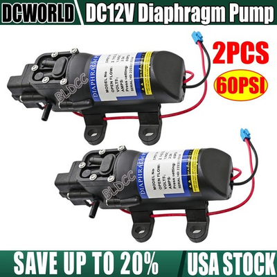 #ad 2Pack 60PSI Water Pump Pressure Diaphragm Self Priming for RV Camper Marine Boat $29.99