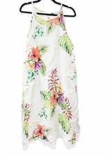 Lungo L’arno Sundress White Floral Linen Small   Sleeveless Midi Italy Resort