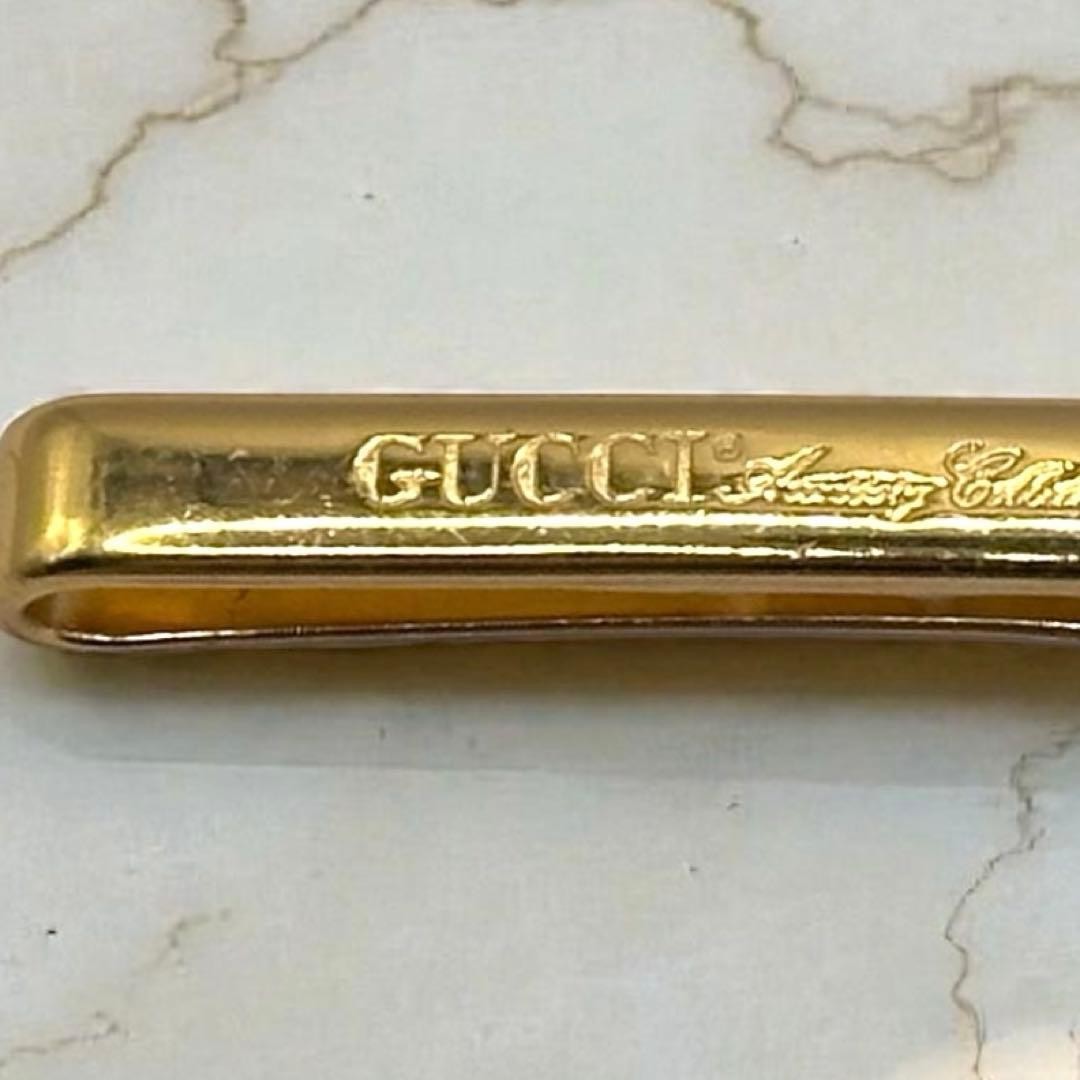 GUCCI Tie Clip GG Logo Gold Silver Suit thumbnail 7