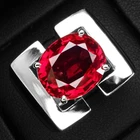 925 Sterling Silver White Gold Rings Delicate Sunset Red Spessartite Oval 8.56Ct