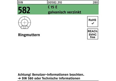 Reyher Ringmutter DIN 582 M 42 C 15 E galvanisch verzinkt galvanisch verzinkt