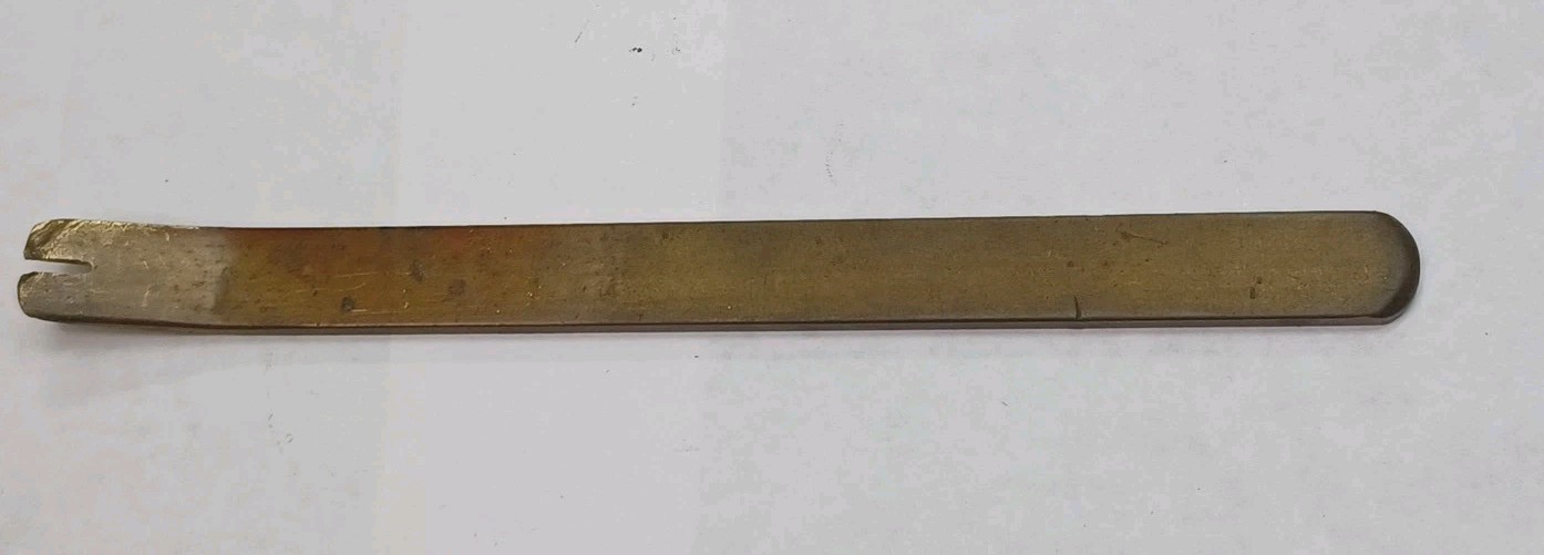 Antique Brass Container With Small Brass / Copper Pry-Bar, No Maker's Mark