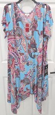 Avenue Plus Size Cold Shoulder Paisley Dress Asymmetrical Hem NWT Size 22/24 