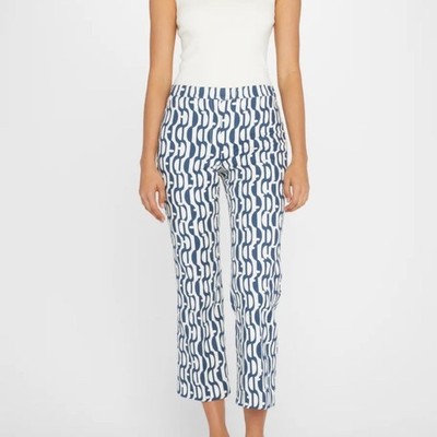 MAXMARA Astro Printed Basketweave Trousers Size US 4 Geometric Print