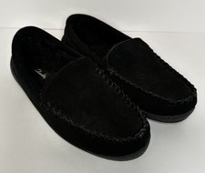 Clarks Venetian Moc Slippers GF2448M Men's Size 9 Black Suede Cozy Moccasin