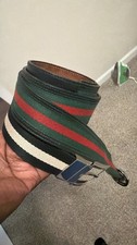 Gucci Men's  and Bally Striped Dress Belt Size 34 Black Adjustable w/ Buckle