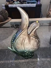 VINTAGE HULL POTTERY EBB TIDE VASE, GREEN BROWN SEA NAUTICAL ORGANIC POD MCM