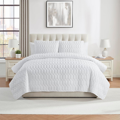 Vcny Home - King Quilt Set Pinsonic Bedding Matching Pillow Shams Dorm Room